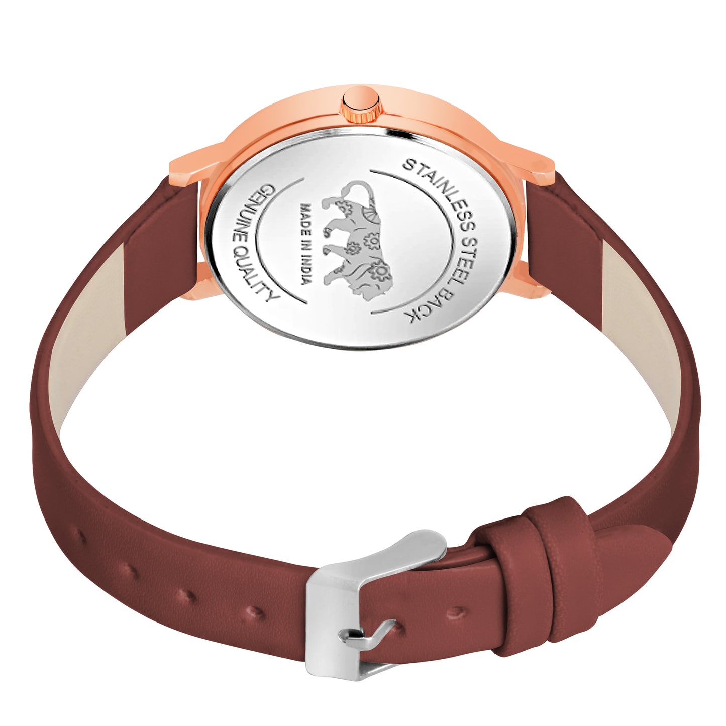Elegant Round Dial Ladies Watch β Sleek Metallic Finish