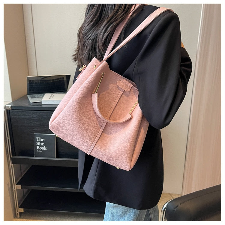 Women's Large-capacity Crossbody Autumn All-matching Korean-style Textured Portable Bucket Bag