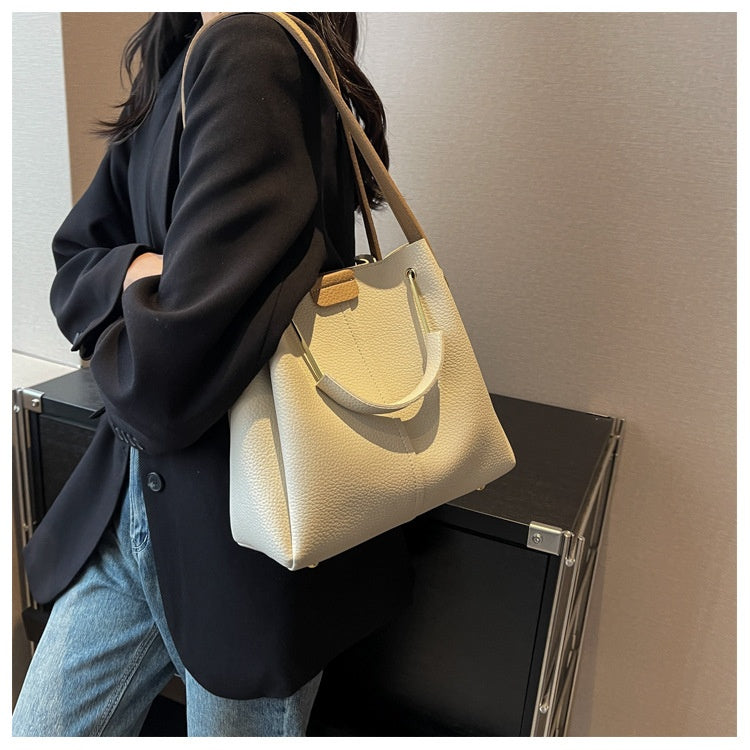 Women's Large-capacity Crossbody Autumn All-matching Korean-style Textured Portable Bucket Bag