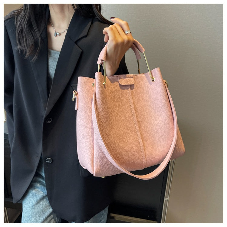 Women's Large-capacity Crossbody Autumn All-matching Korean-style Textured Portable Bucket Bag