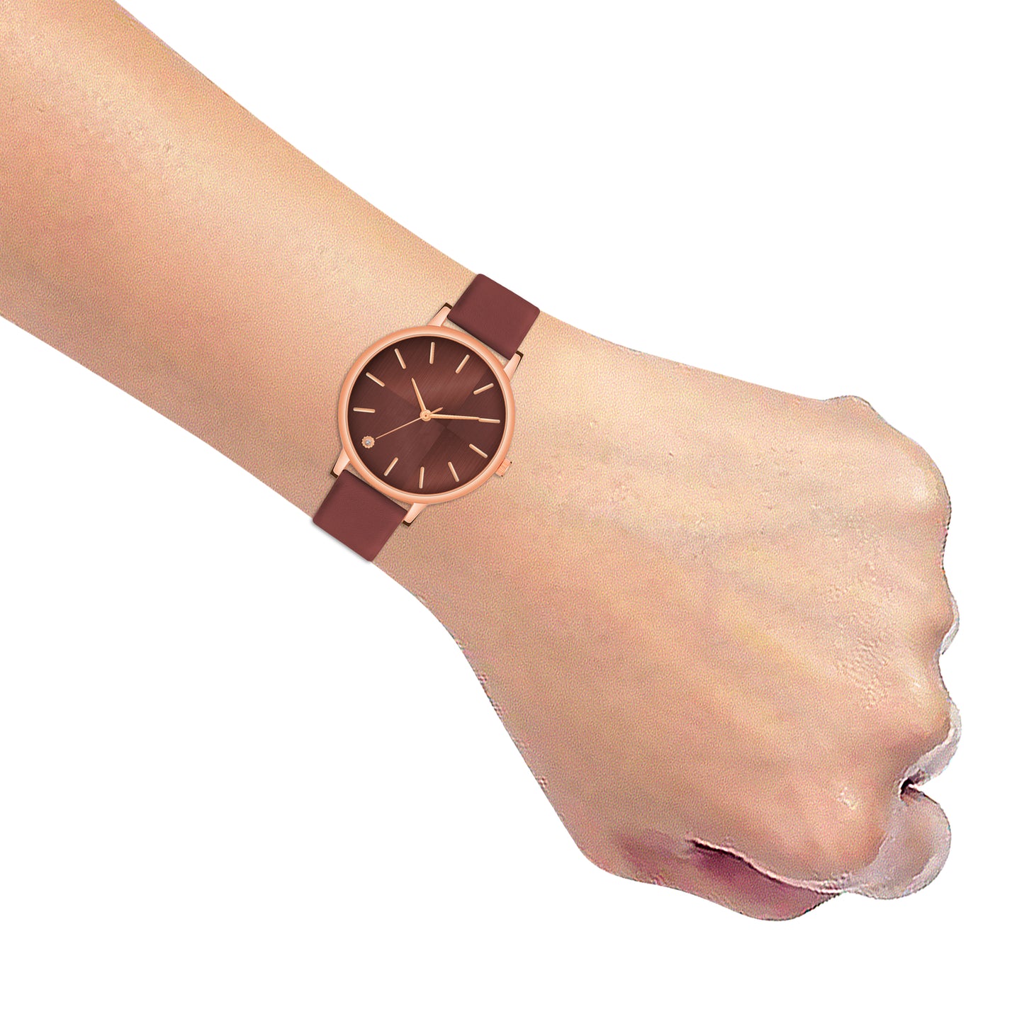 Elegant Round Dial Ladies Watch β Sleek Metallic Finish