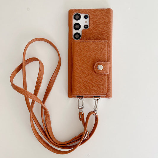 Lychee Pattern Card Left And Right Open Crossbody Phone Case | Compatible Models:  Samsung S20, Samsung S23, Samsung S24